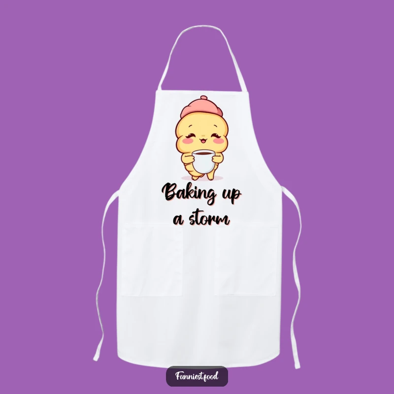 Funny Croissant Beret Apron: Parisian Kitchen Style, Whimsical Cooking Accessory, Perfect Funny Gift