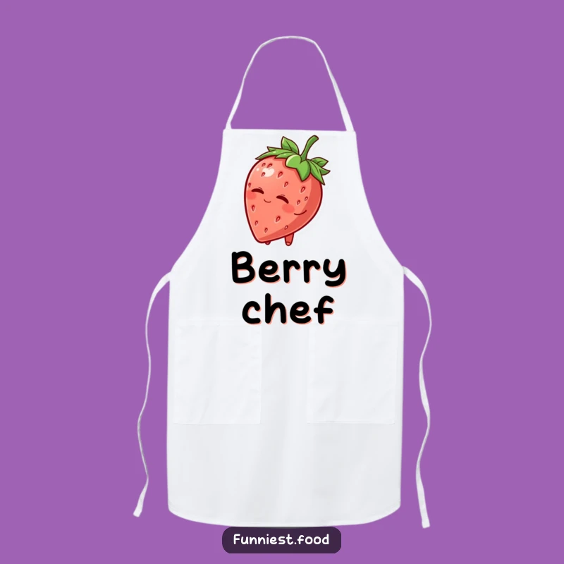 Funny Strawberry Hat Wink Apron: Practical Fruit Character, Humorous Kitchen Wear