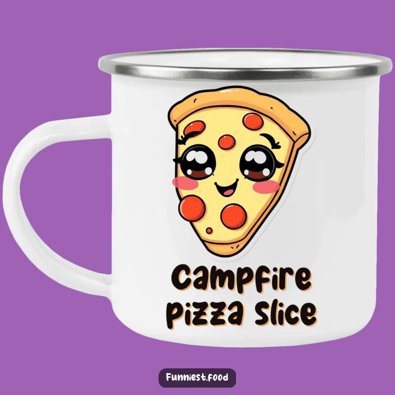 Funny Giggling Pizza Camping Mug: Slice of Humor for Your Adventures