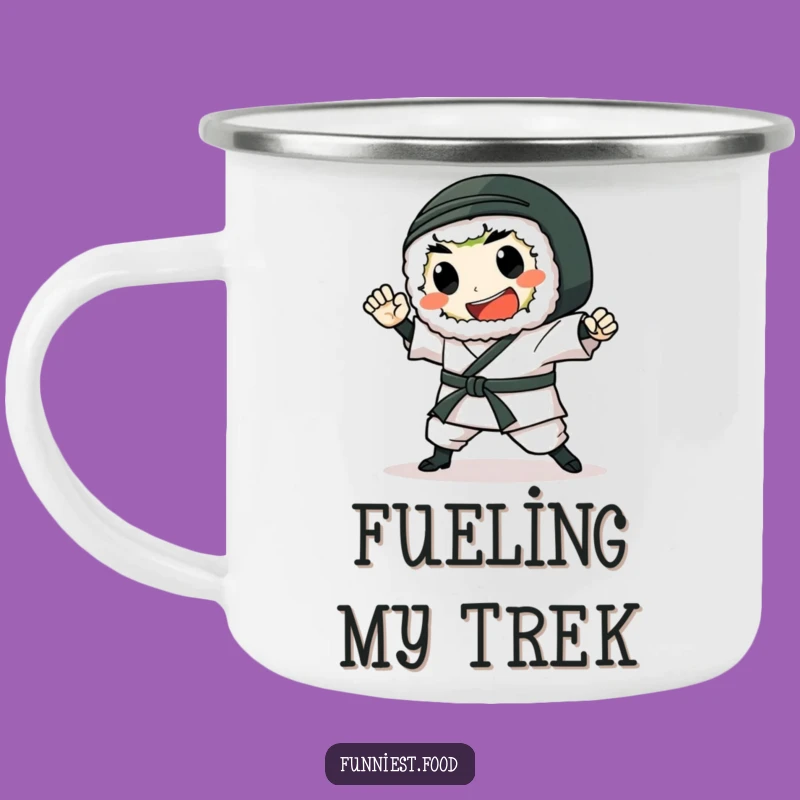 Funny Sushi Roll Karate Camping Mug: Japanese Adventure Fuel, Hilarious Outdoor Companion, Perfect Gift