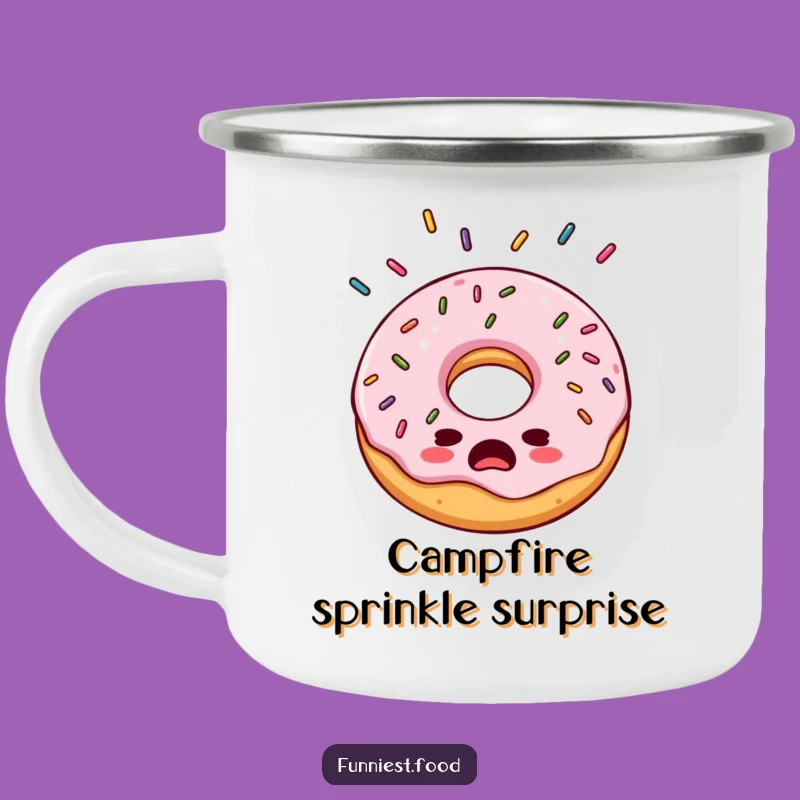 Funny Bewildered Donut Camping Mug - Rugged & Hilarious Treat Gift
