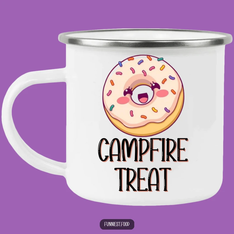 Funny Donut Bouncing Camping Mug: Durable Sprinkle Character, Humorous Outdoor Drinkware