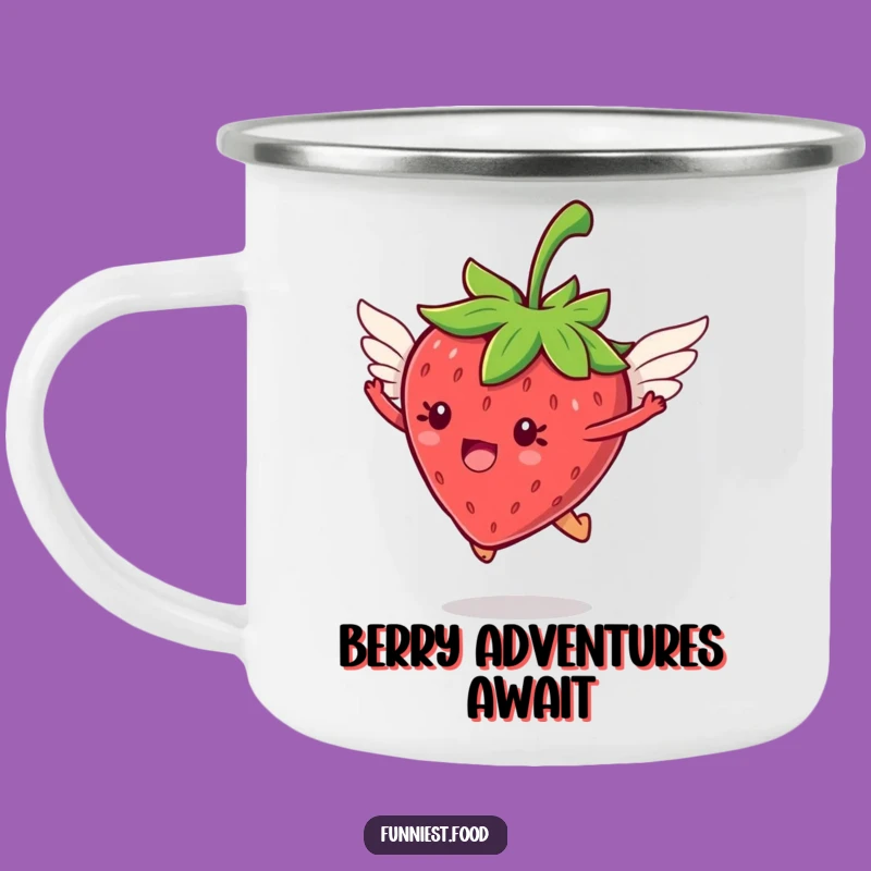 Funny Flying Strawberry Camping Mug: Adventure Sweetness, Wonderful Funny Gift