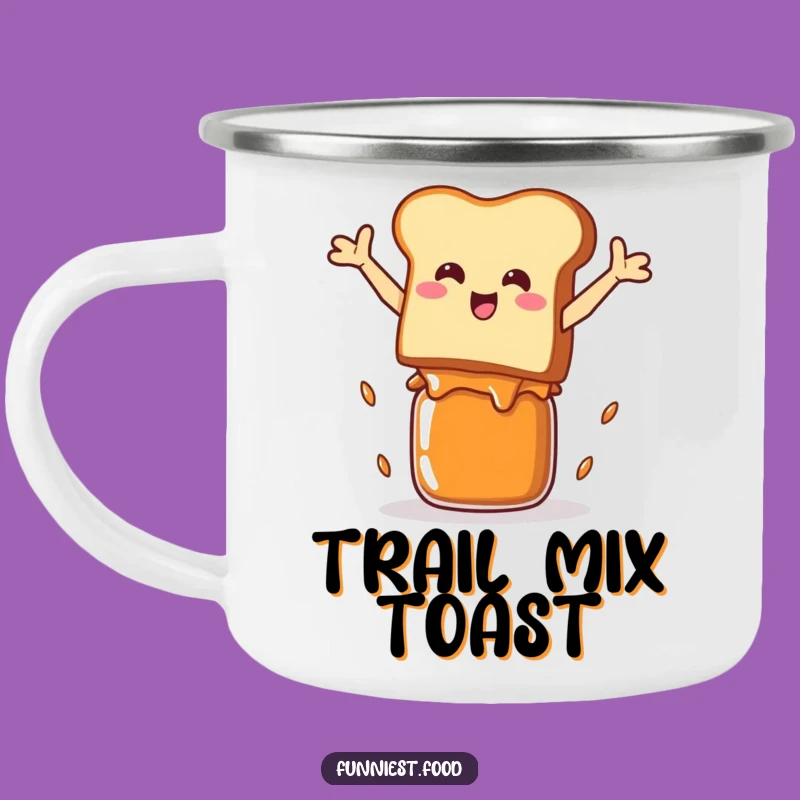 Funny Toast Leap Camping Mug: Adventure Fuelled by Jam Jar Jumping Toast