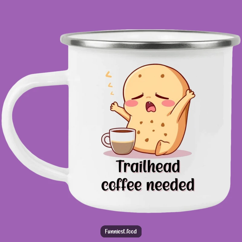 Funny Bagel Sleepy Coffee Camping Mug: Morning Brew, Hilarious Outdoor Companion, Perfect Gift