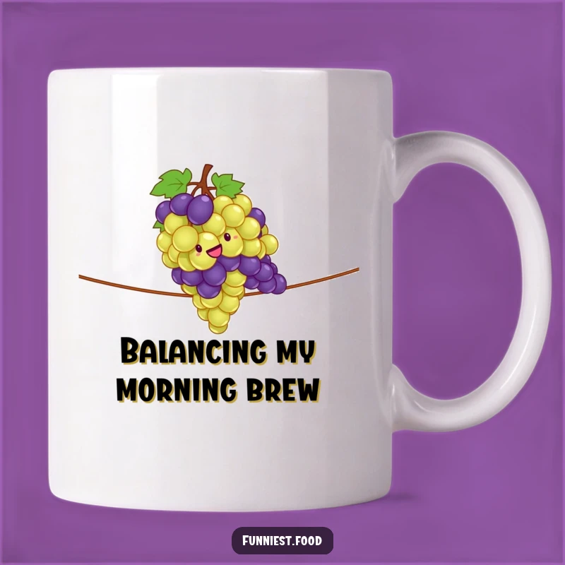 Funny Grapes Tightrope Mug - A Hilarious Act for Your Morning Brew