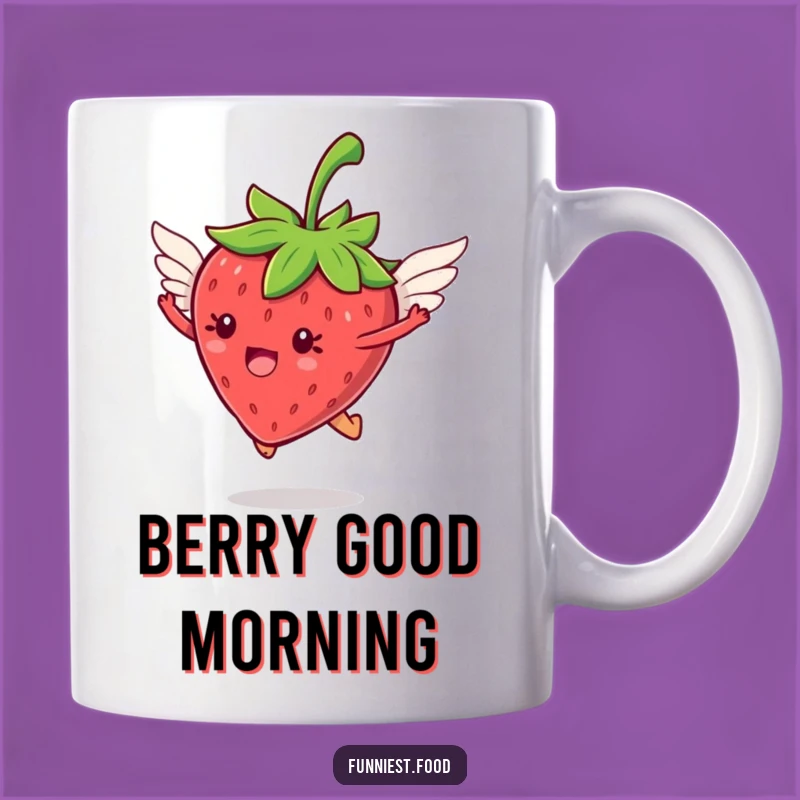 Funny Flying Strawberry Mug: Whimsical Fruit Fun, Perfect Funny Gift