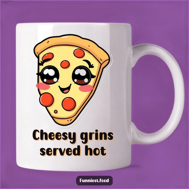 Funny Giggling Pizza Mug: Pepperoni-Eyed Slice of Joy - A Hilarious Gift