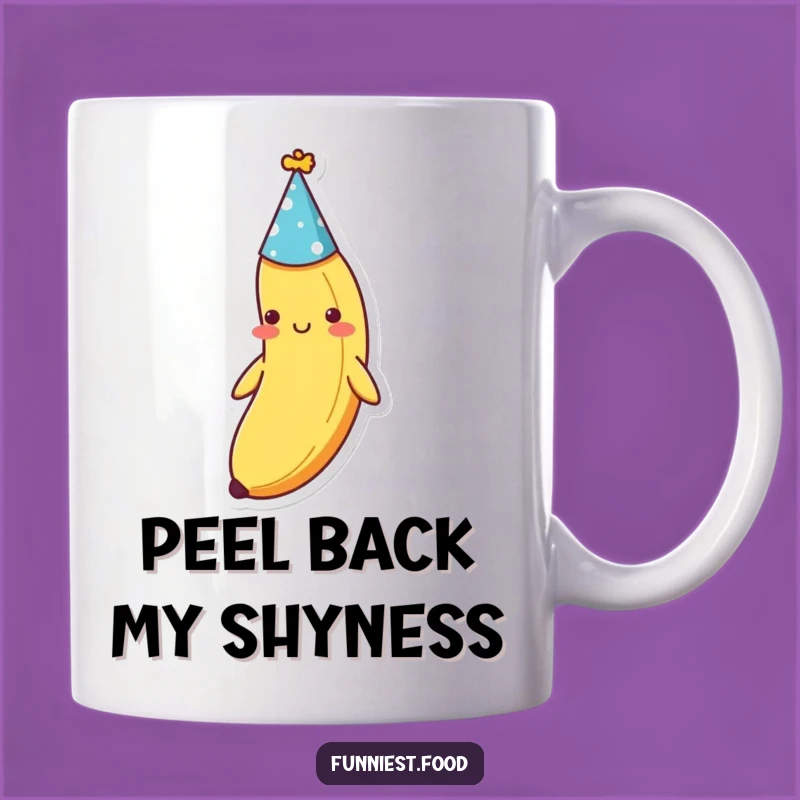 Funny Shy Banana Party Mug - A Modest Dose of Celebration Fun