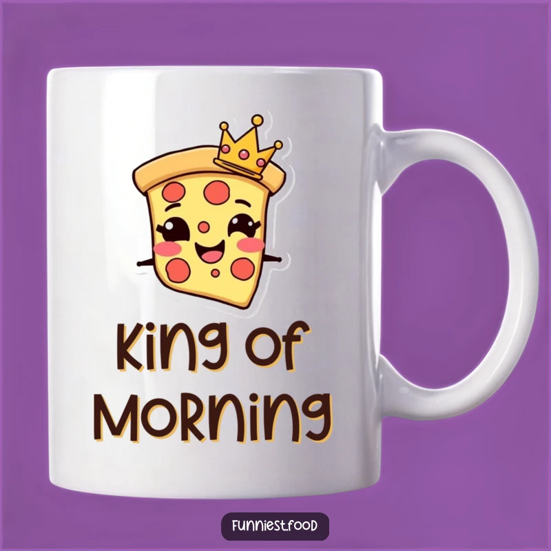 Funny Pizza Crown Mug: Grinning Slice Royalty - Perfect Regal Gift!