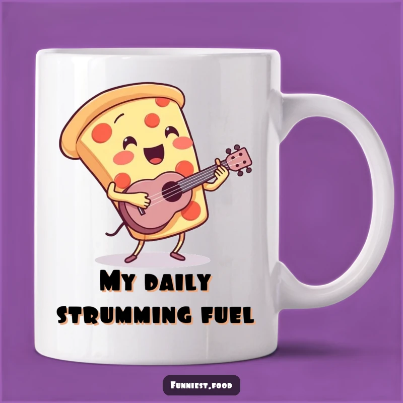 Funny Pizza Ukulele Mug: A Joyful Slice Playing Music, Perfect Funny Gift