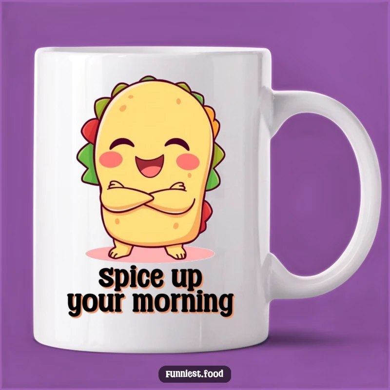 Funny Taco Laugh Mug - Confident Taco with Crossed Arms, Perfect Funny Gift