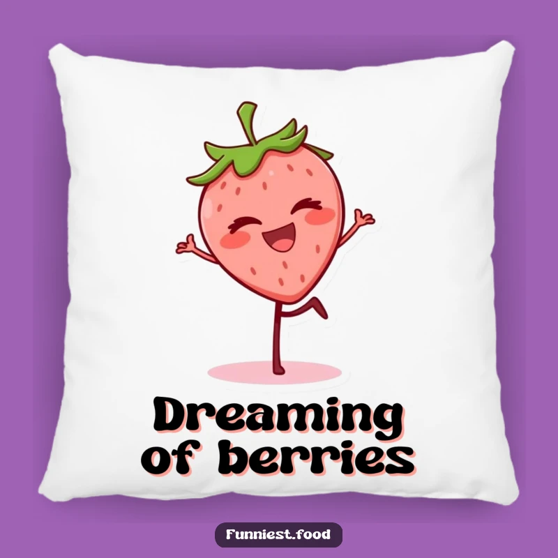 Funny Strawberry Wink Pillow - Grinning Berry Balancing, Soft Funny Gift