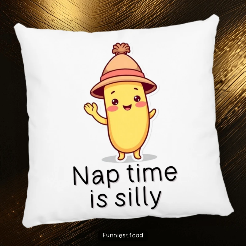 Funny Banana Pillow: A playful banana character in a hat offers a silly wave, perfect for adding humor and comfort.