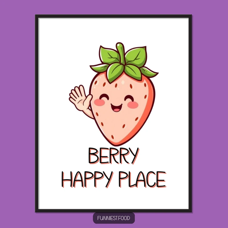 Funny Strawberry Wave Digital Art - Cheerful Fruit Character for Instant Sunshine