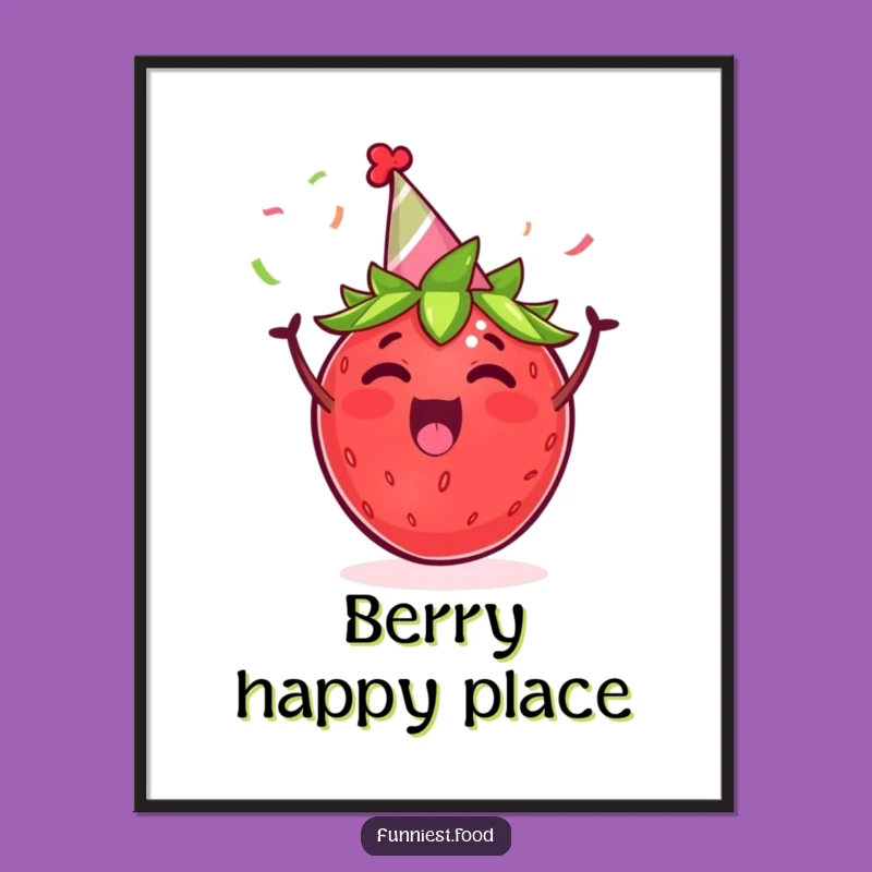 Funny Strawberry Party Digital Art: Cheerful, Humorous Decor Gift