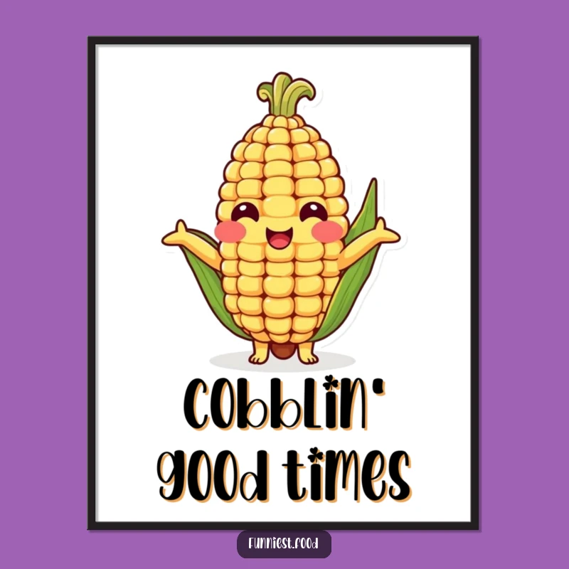 Funny Corn Cob Hug Digital Art - Cheerful Veggie Character for Instant Joy