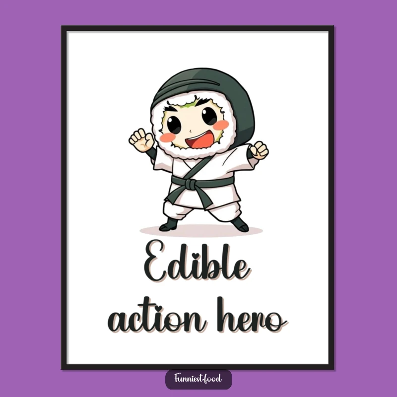Funny Sushi Roll Karate Digital Art: Instant Japanese Flair, Hilarious Wall Decor, Perfect Gift