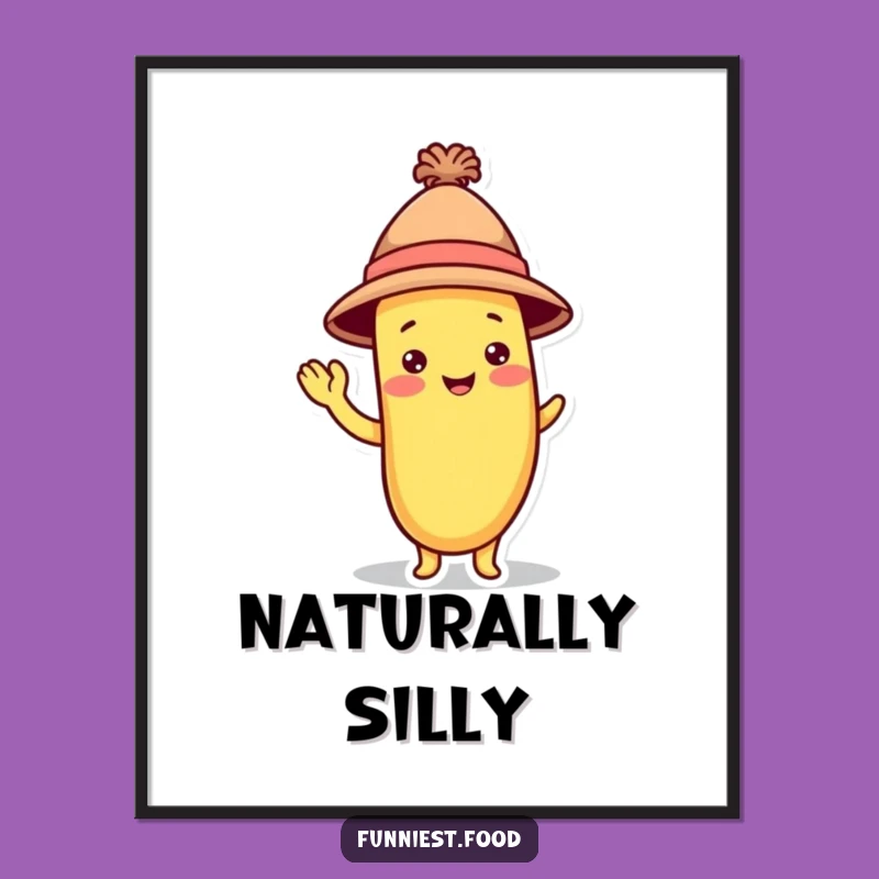 Funny Banana Hat Digital Art: Playful Fruit Character Print, Perfect Gift