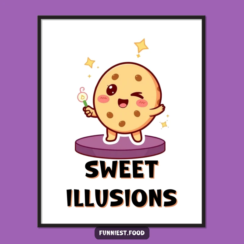 Funny Cookie Magic Digital Print: Instant Enchantment with this Winking Illusionist Art