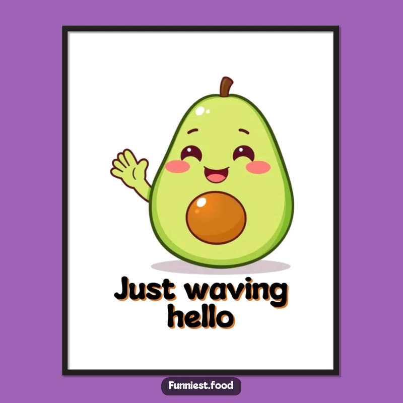 Funny Delighted Avocado Digital Art Print, Cheerful Decor for Your Space