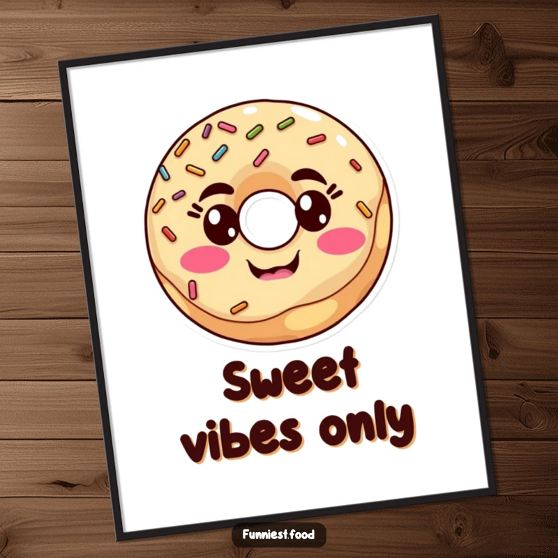 Funny donut with sprinkles making a silly face digital art print, offering instant humor and vibrant design, a fantastic funny gift.