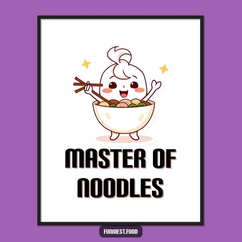 Funny Happy Ramen Bowl Digital Art Instant Joyful Wall Decor