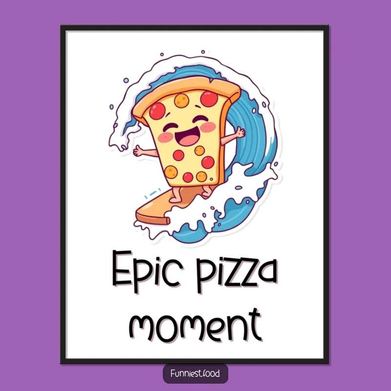 Funny Pizza Surfer Digital Art: Instant Cool Vibes, Great Funny Gift