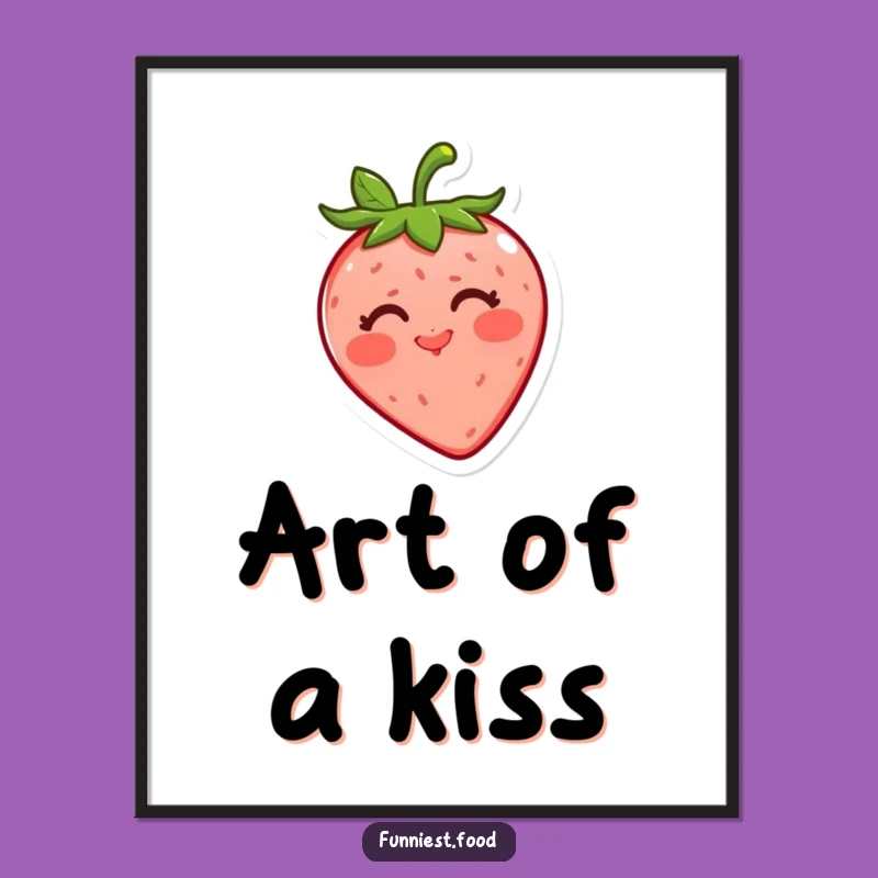 Funny Strawberry Kiss Digital Art: Instant Cheerful Fruit Download for Your Walls
