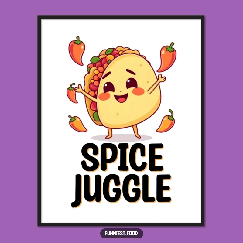 Funny Taco Juggling Digital Art: Spicy Character, Instant Humorous Wall Decor