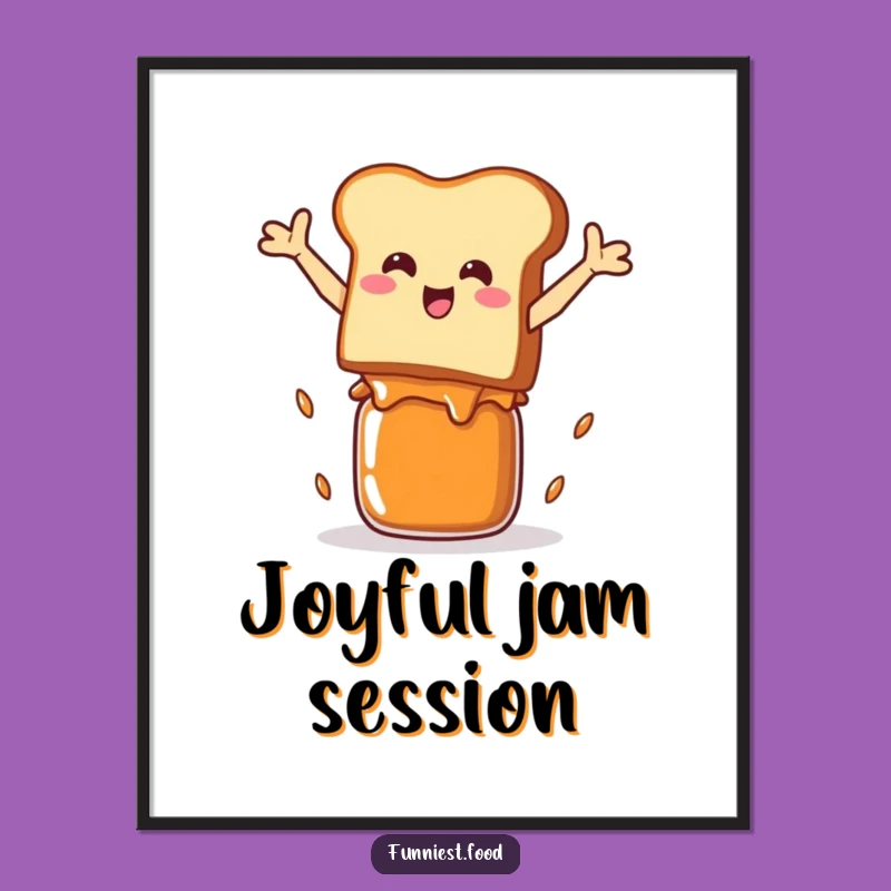 Funny Toast Leap Digital Print: Instant Joy with Jam Jar Jumping Toast Art
