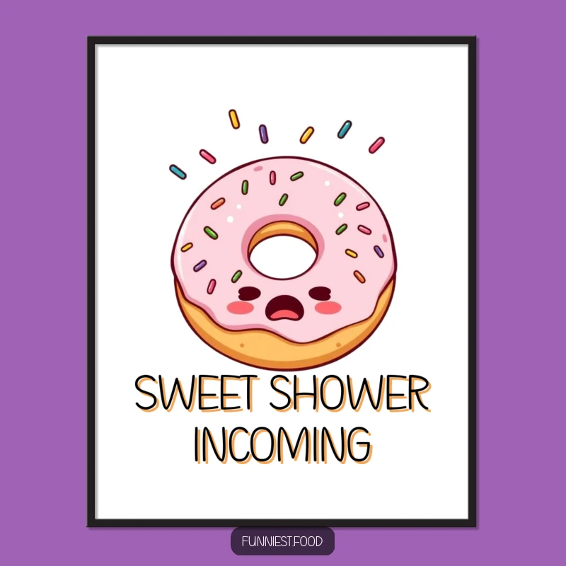 Funny Bewildered Donut Digital Print - Hilarious Treat Art Instant Gift