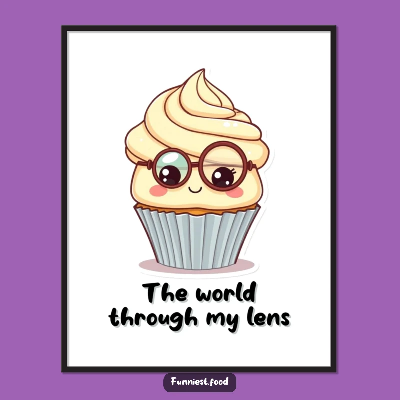 Funny Cupcake Monocle Digital Art: Inquisitive Charm for Walls, A Gift