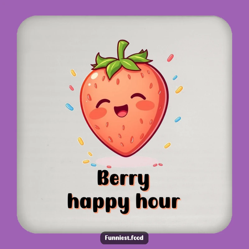 Funny Strawberry Sprinkle Drink Coaster: Sweet Protection, Joyful Table Decor, Perfect Gift