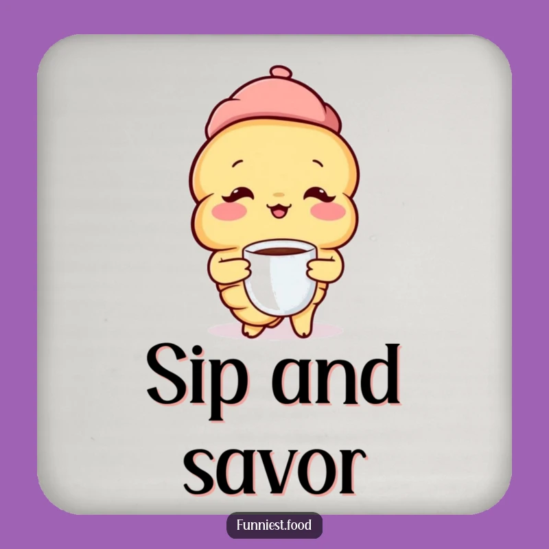 Funny Croissant Beret Drink Coaster: Protect Surfaces with Parisian Flair, Hilarious Home Decor, Funny Gift