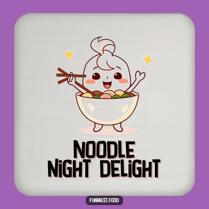 Funny Happy Ramen Bowl Coaster Protect Surfaces with Noodle Cheer