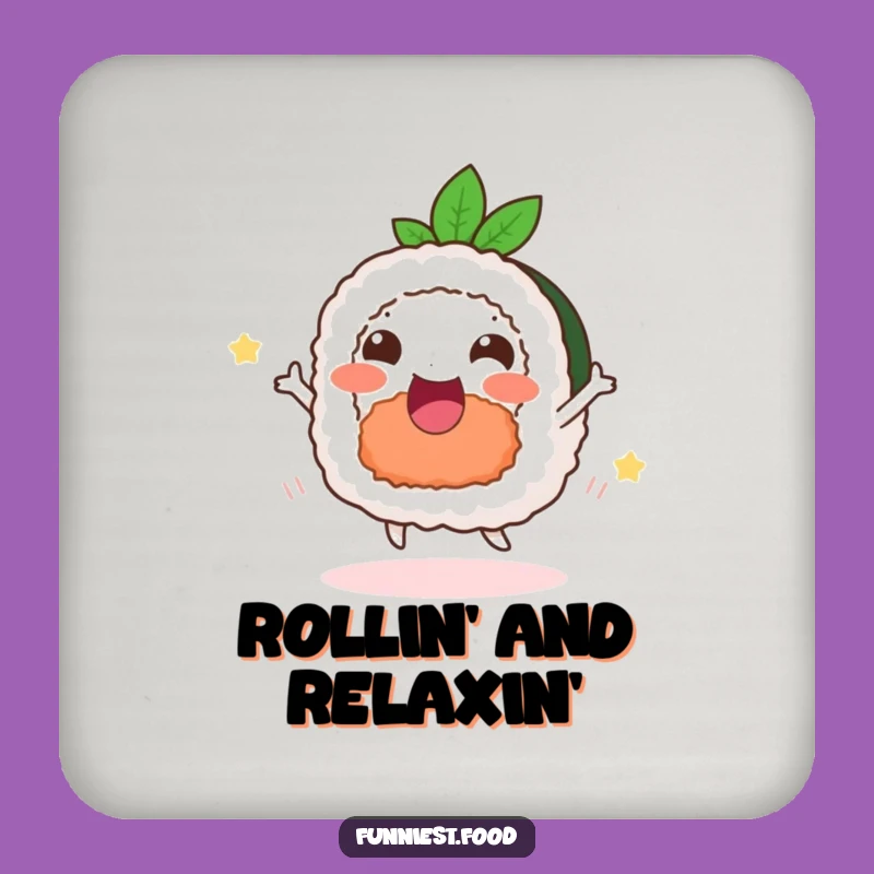 Funny Happy Sushi Dance Coaster: Protect Surfaces with Foodie Fun