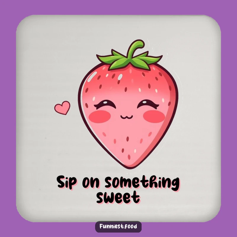 Funny Strawberry Kiss Coaster: Protect Surfaces with Sweet Hilarious Flair