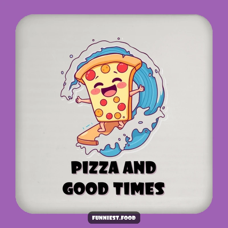 Funny Pizza Surfer Coaster Set: Protect Tables with Humor, Funniest Funny Gift