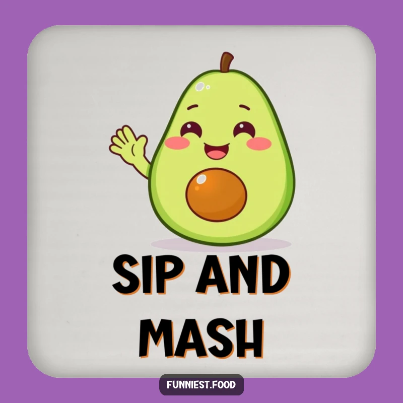 Funny Delighted Avocado Coaster, Cheerful Protection for Surfaces