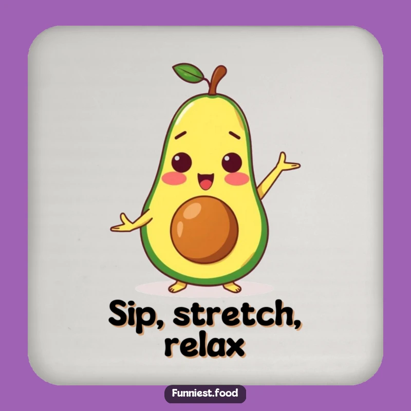 Funny Avocado Yoga Coaster - Protect Tables with Healthy Humor