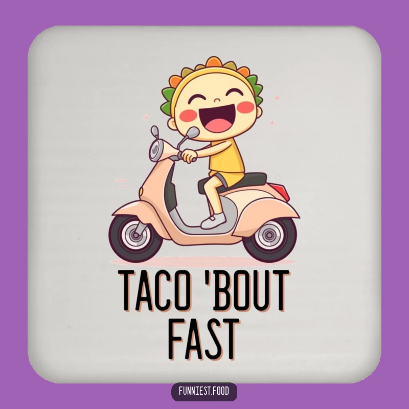 Funny Taco Rider Drink Coaster: Protect Surfaces with This Hilarious Speedy Accessory!