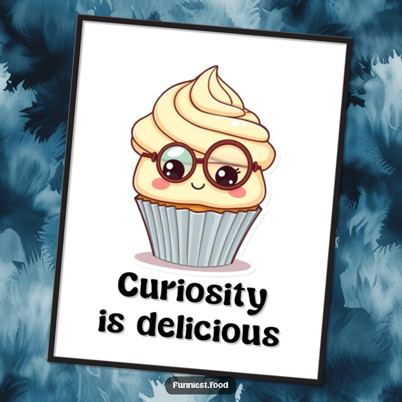 Funny Cupcake Monocle Poster: A proud, inquisitive cupcake with a monocle adds a touch of witty charm as elegant wall art and a funny gift.