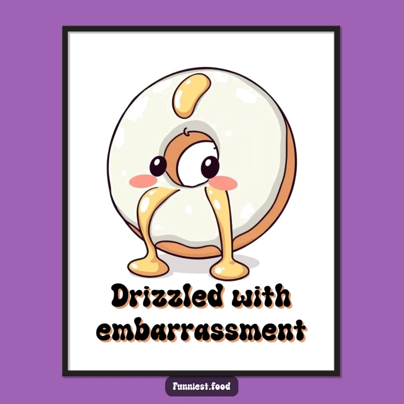 Funny Blushing Donut Poster Sweet Wall Art for Dessert Lovers