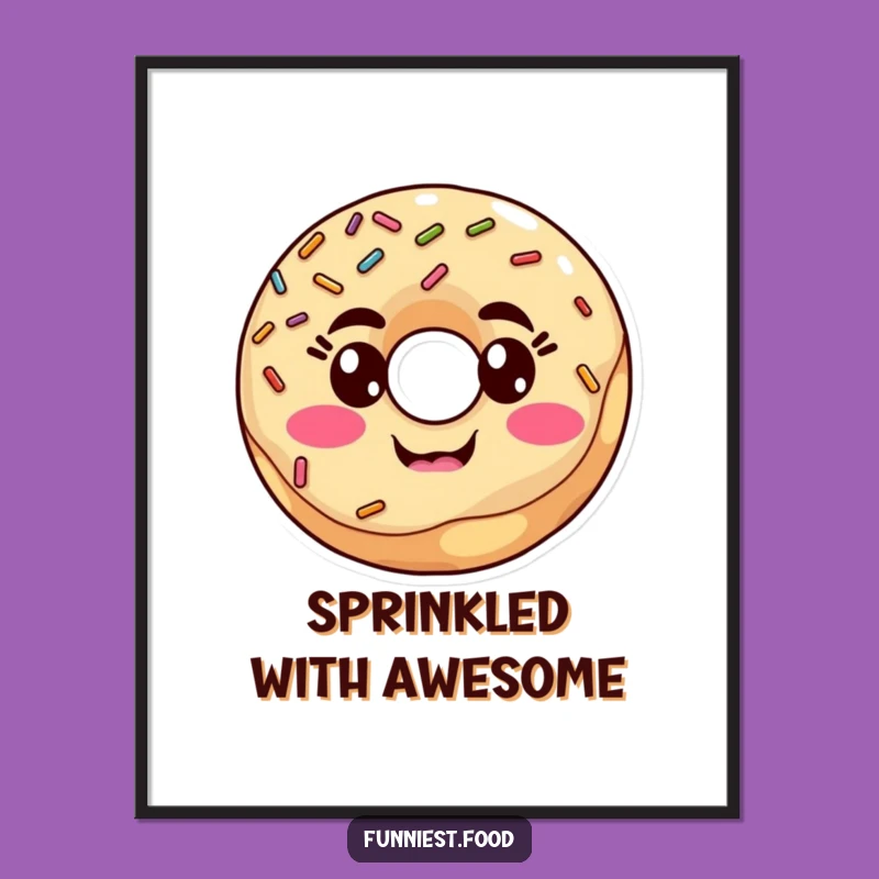 Funny Donut Sprinkle Face Poster: Vibrant Wall Art, Makes a Hilarious Funny Gift