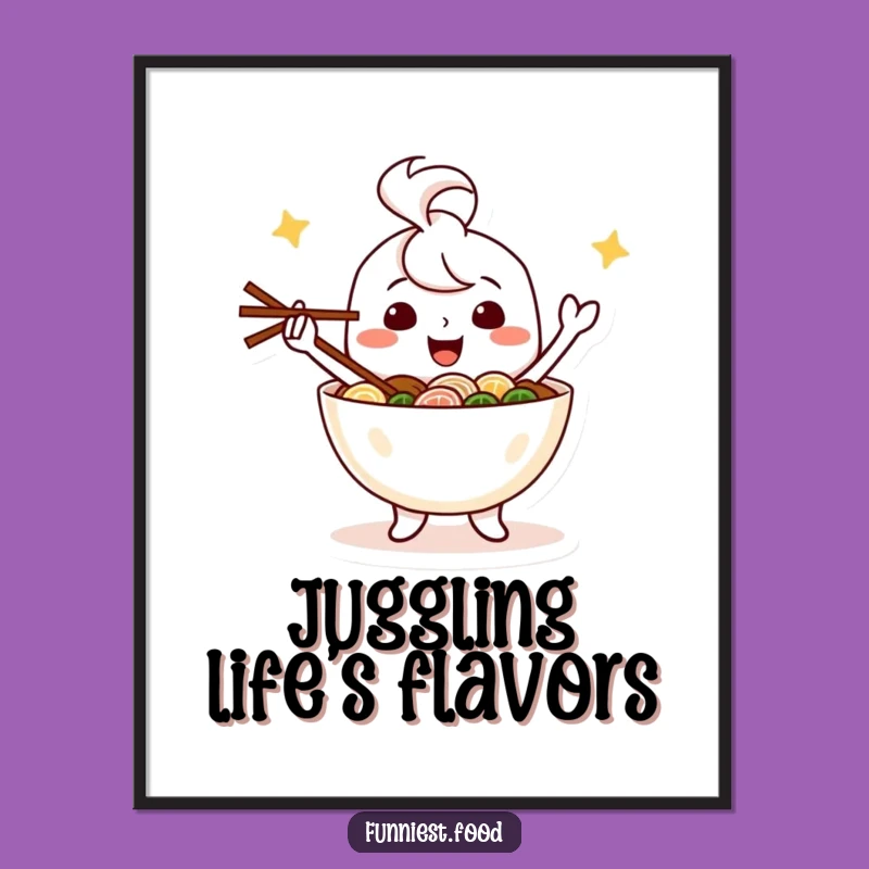 Funny Happy Ramen Bowl Poster Vibrant Wall Art for Noodle Lovers