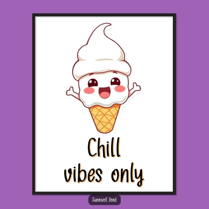Funny Ice Cream Poster: Cone Hat Fun Art - Cool Wall Decor!