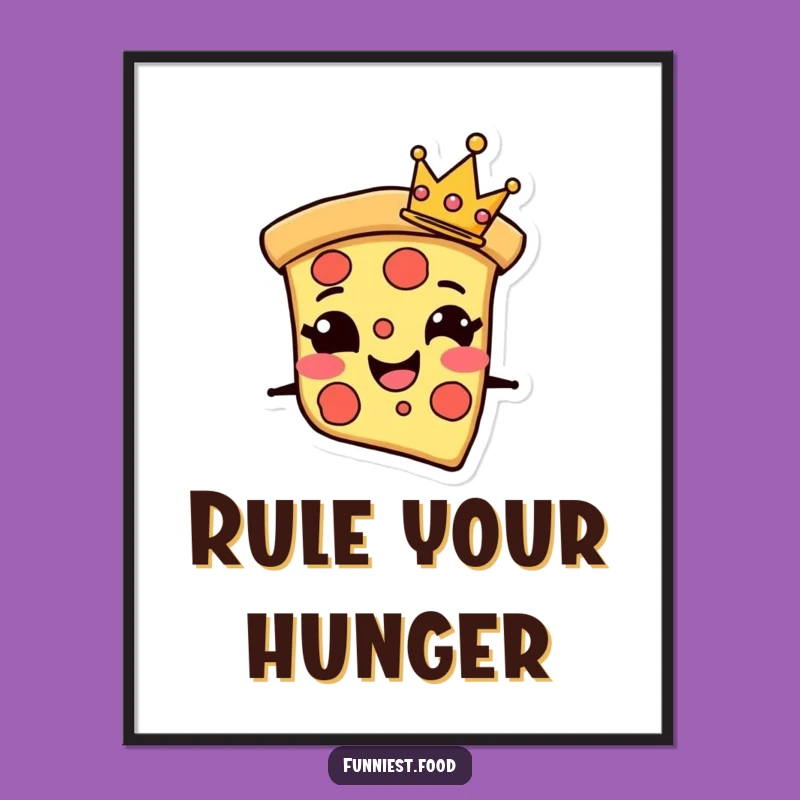 Funny Pizza Poster: Crown Slice Art Print - Regal Wall Decor!