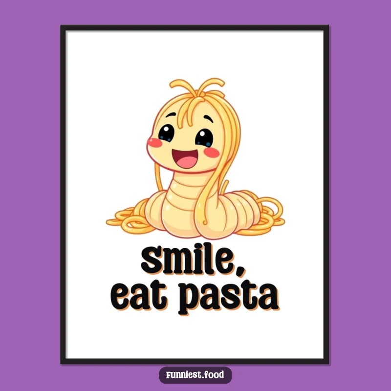 Funny Spaghetti Worm Poster: Add Culinary Humor to Your Walls with This Art