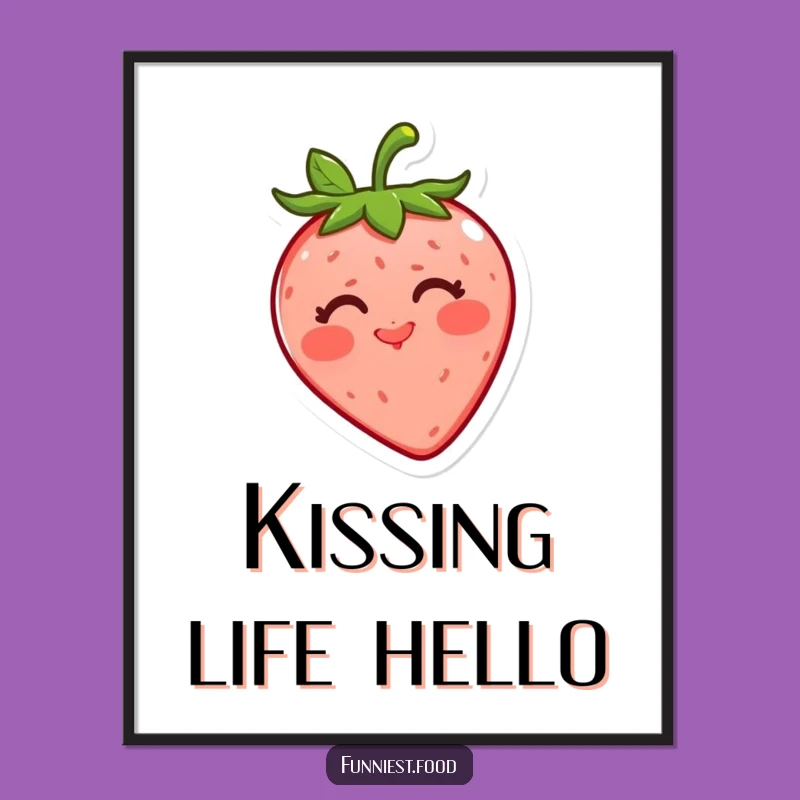 Funny Strawberry Kiss Poster: Brighten Your Walls with This Cheerful Fruit Art Gift